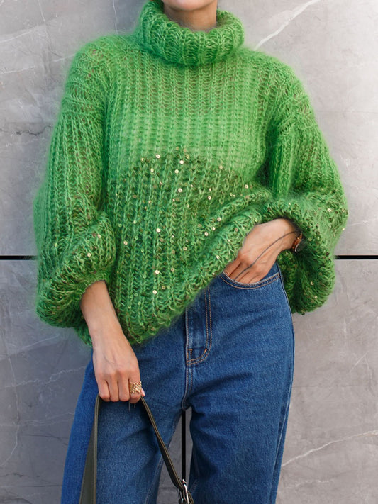 Turtleneck Sequined Sweater