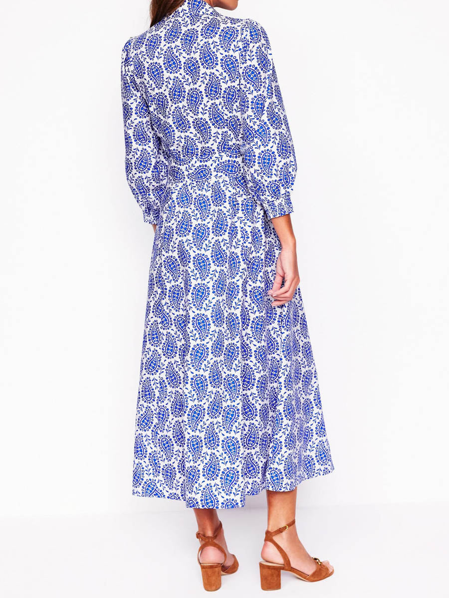 Printed Button Up Belted Shirtdress