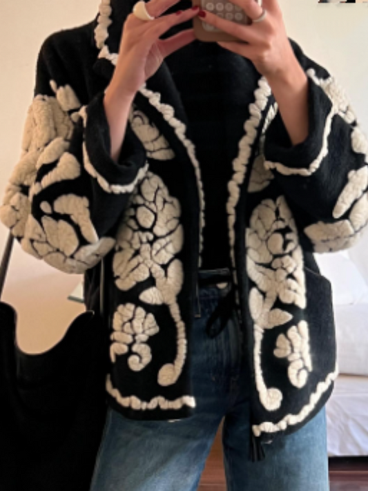 Black And White Color Pattern Coat
