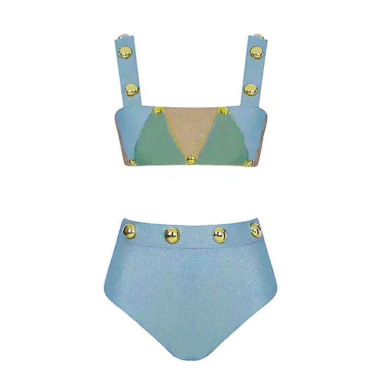 Contrast Color Design Bikini Swimsuit