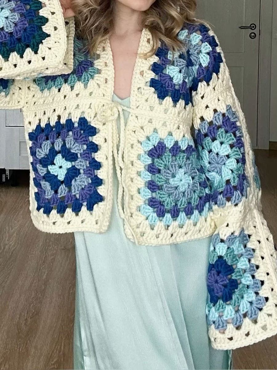 Knitted Long Sleeve Crochet Cardigan
