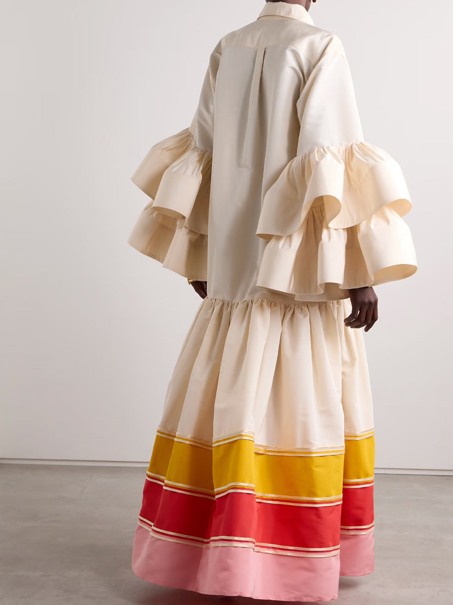 Ruffled Striped Loose Maxi Dress