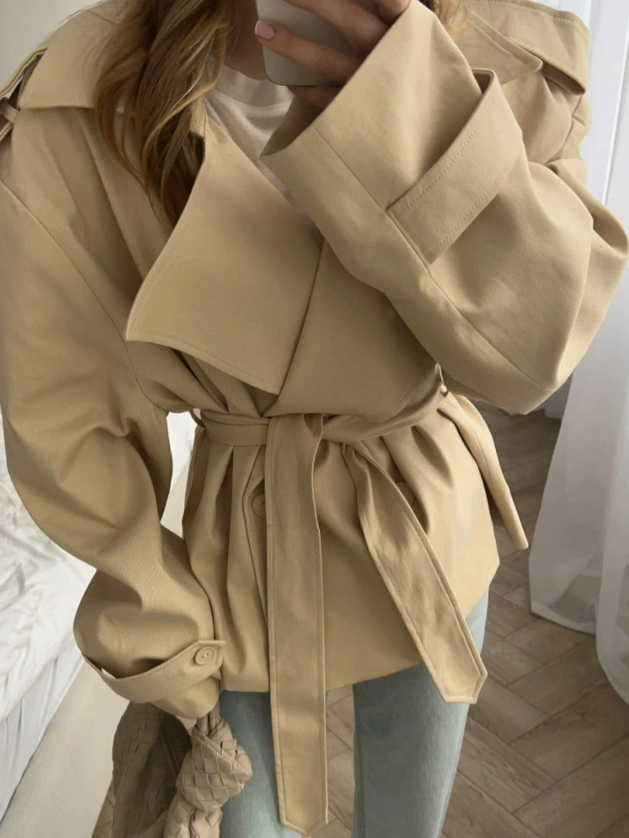 Fashion Lapel Long Sleeve Wind Coat