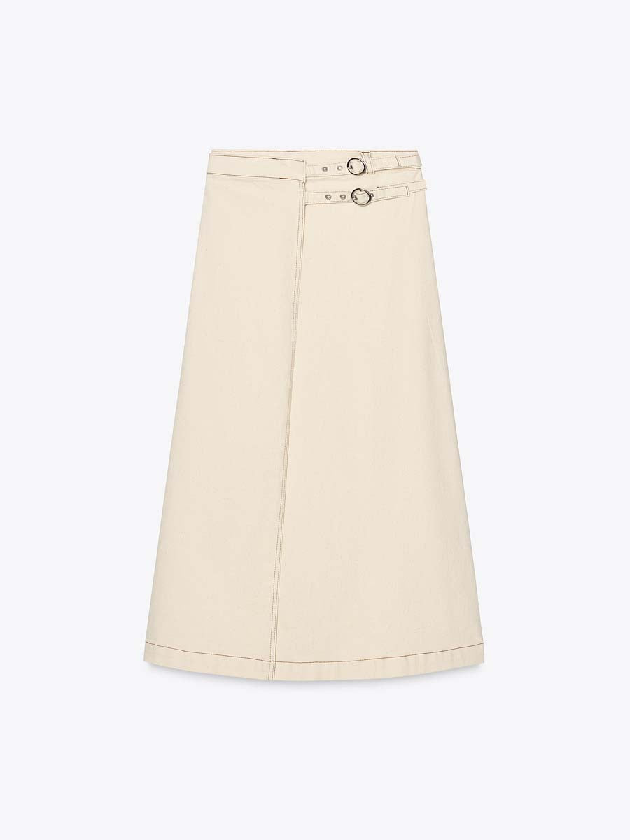 High Waist Wrapped A- Line Skirt