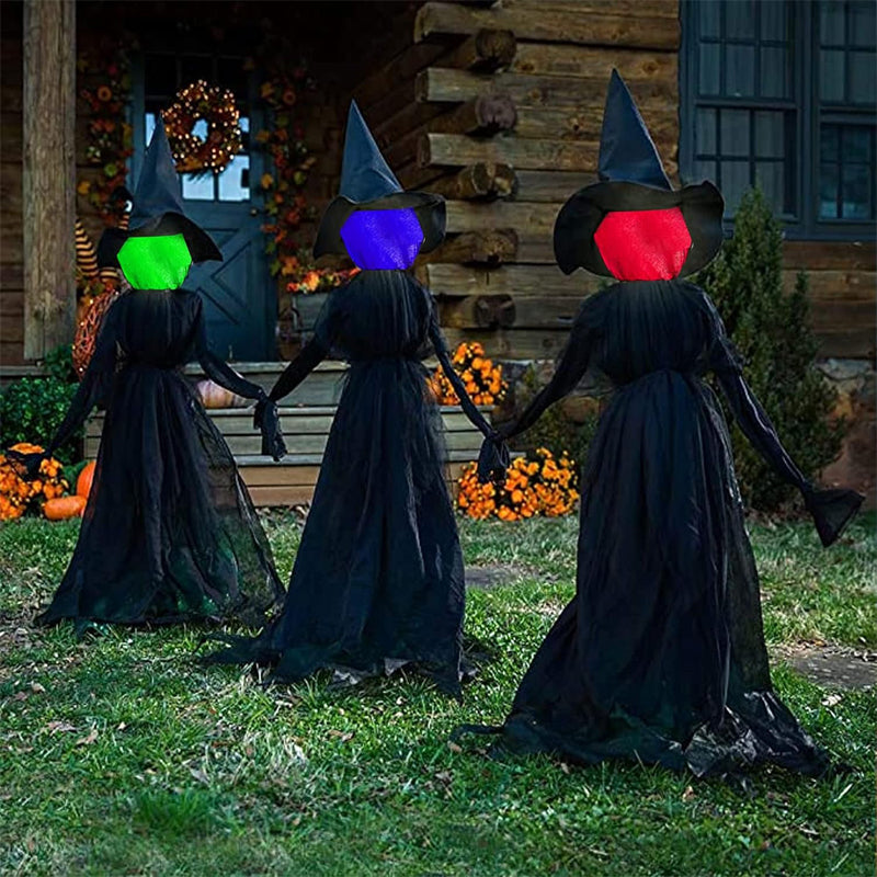 Glowing Three Holding Witch Halloween Decoration Props