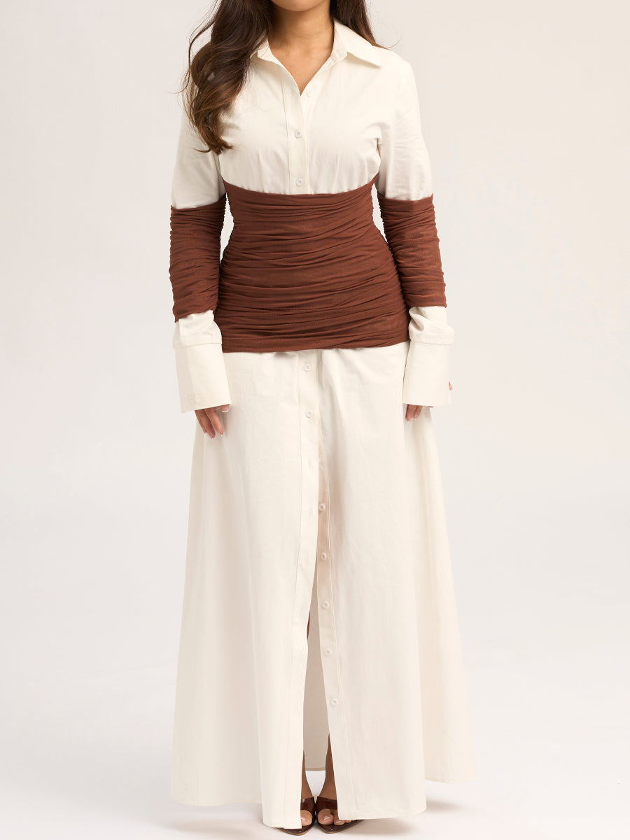 Elegant Patchwork Mesh Maxi Dress