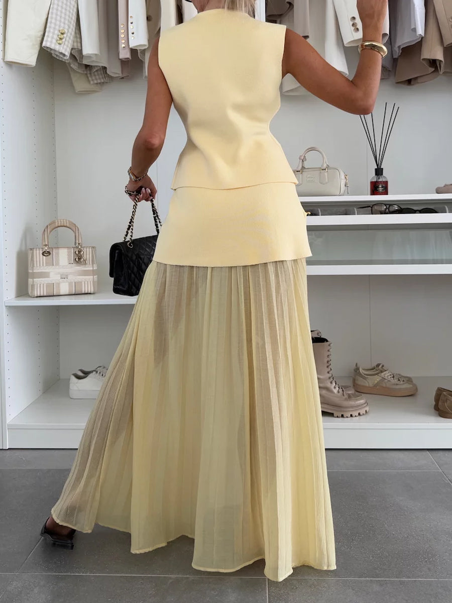 Elegant Mesh Patchwork Two Pieces Dress