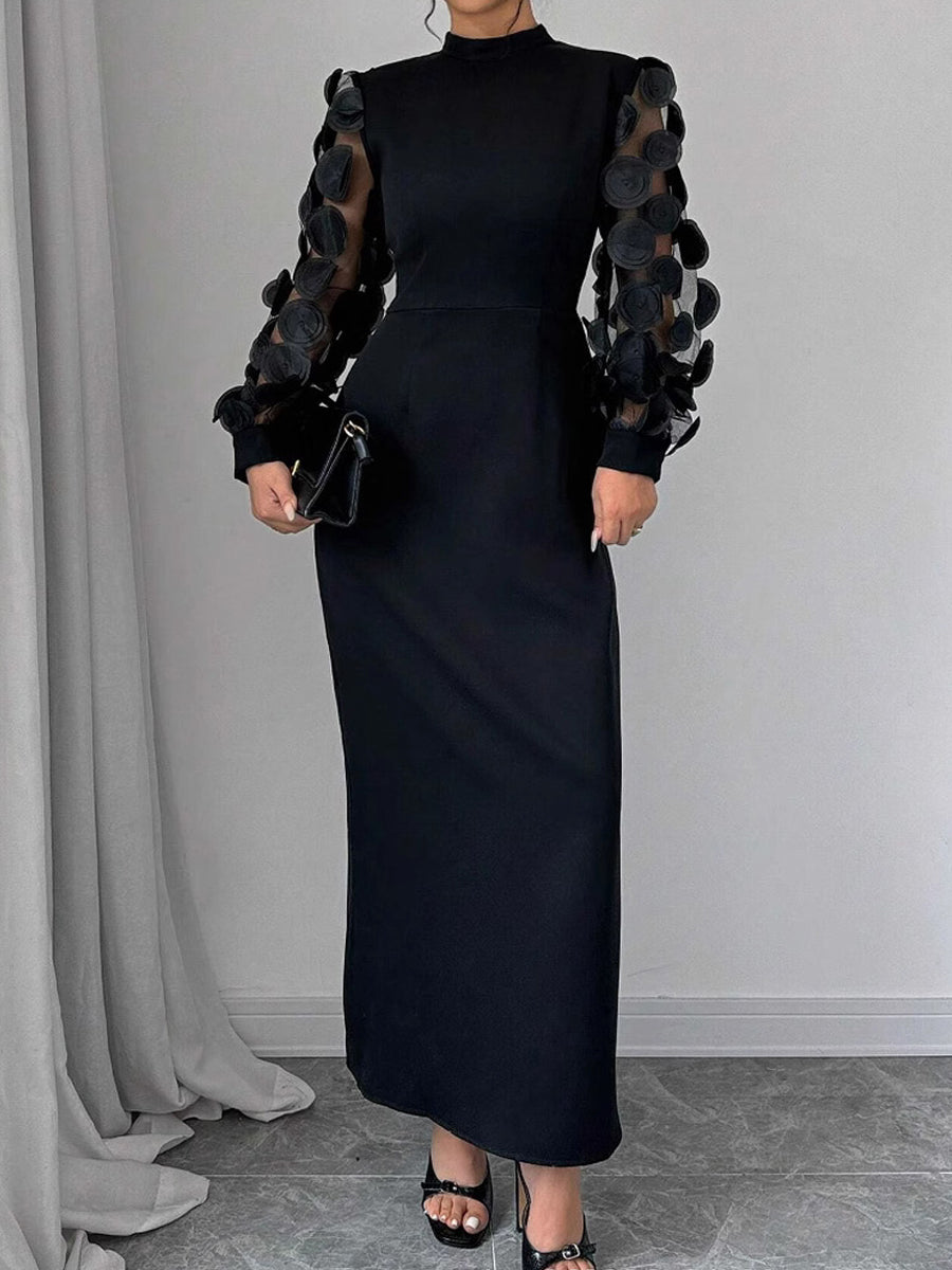 Elegant Stand Collar Hollowed Out Dress