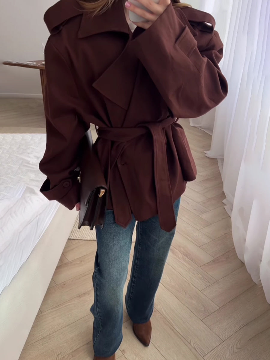 Fashion Lapel Long Sleeve Wind Coat