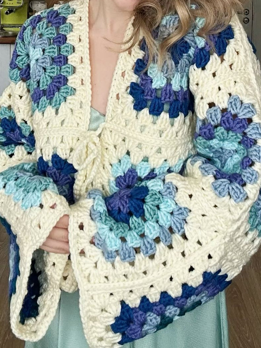 Knitted Long Sleeve Crochet Cardigan
