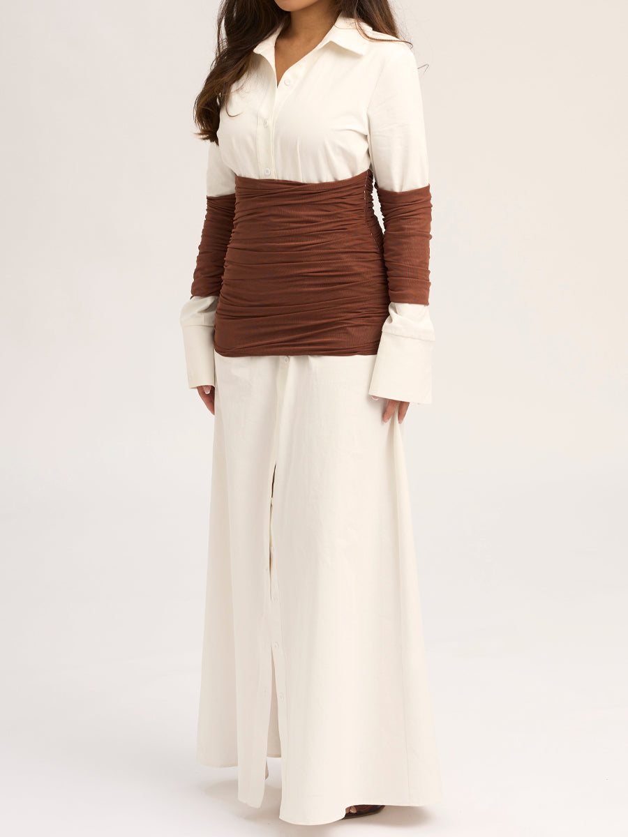 Elegant Patchwork Mesh Maxi Dress