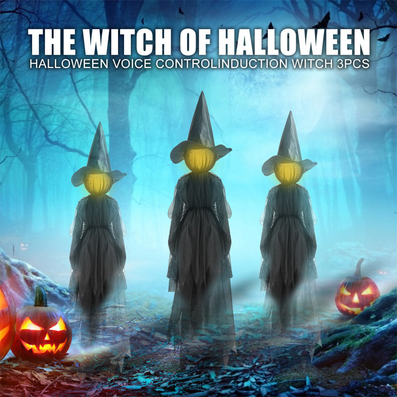 Glowing Three Holding Witch Halloween Decoration Props