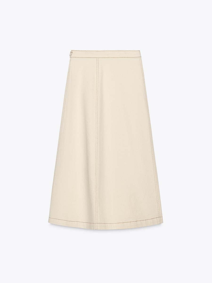 High Waist Wrapped A- Line Skirt