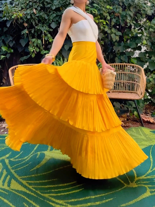 Tiered One Shoulder Maxi Dress