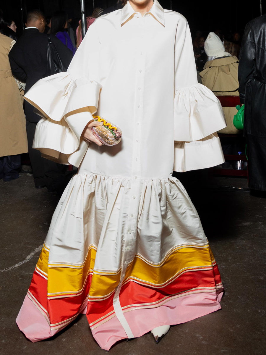 Ruffled Striped Loose Maxi Dress