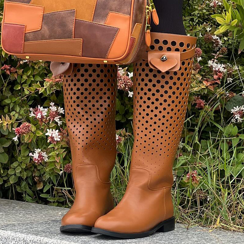 Cutout Flat Knights Boots