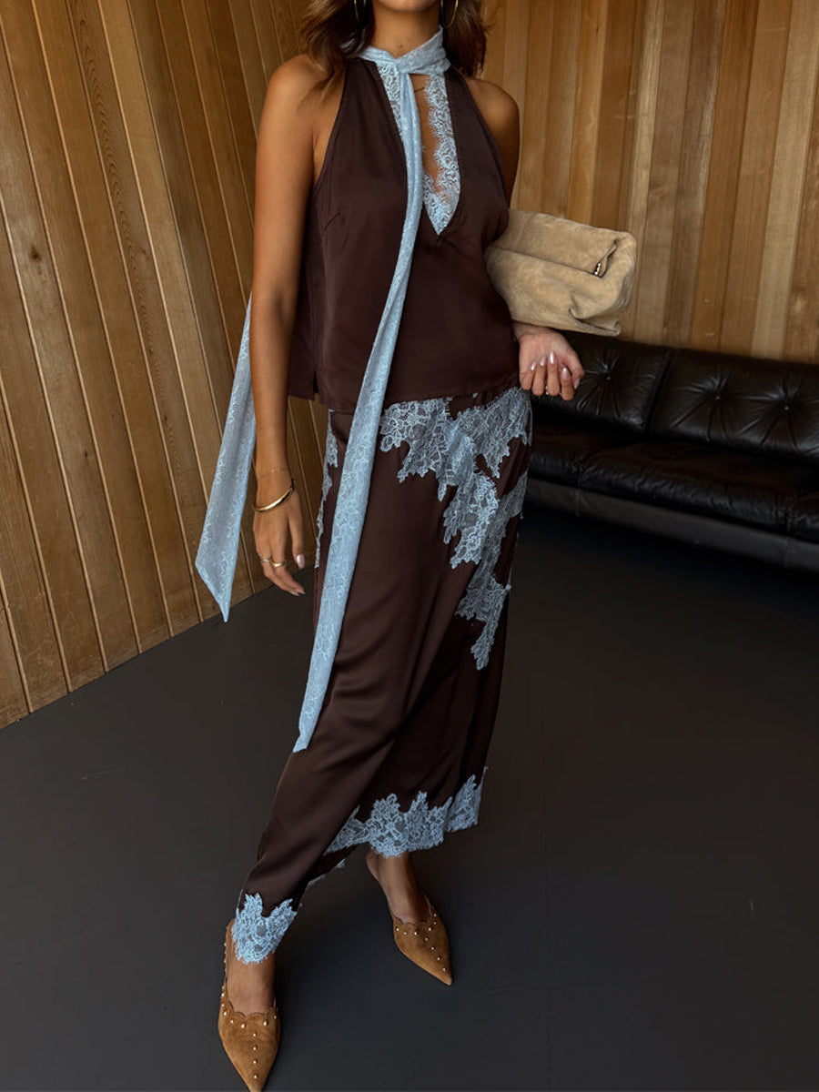 Lace Patchwork Two Pieces Dress