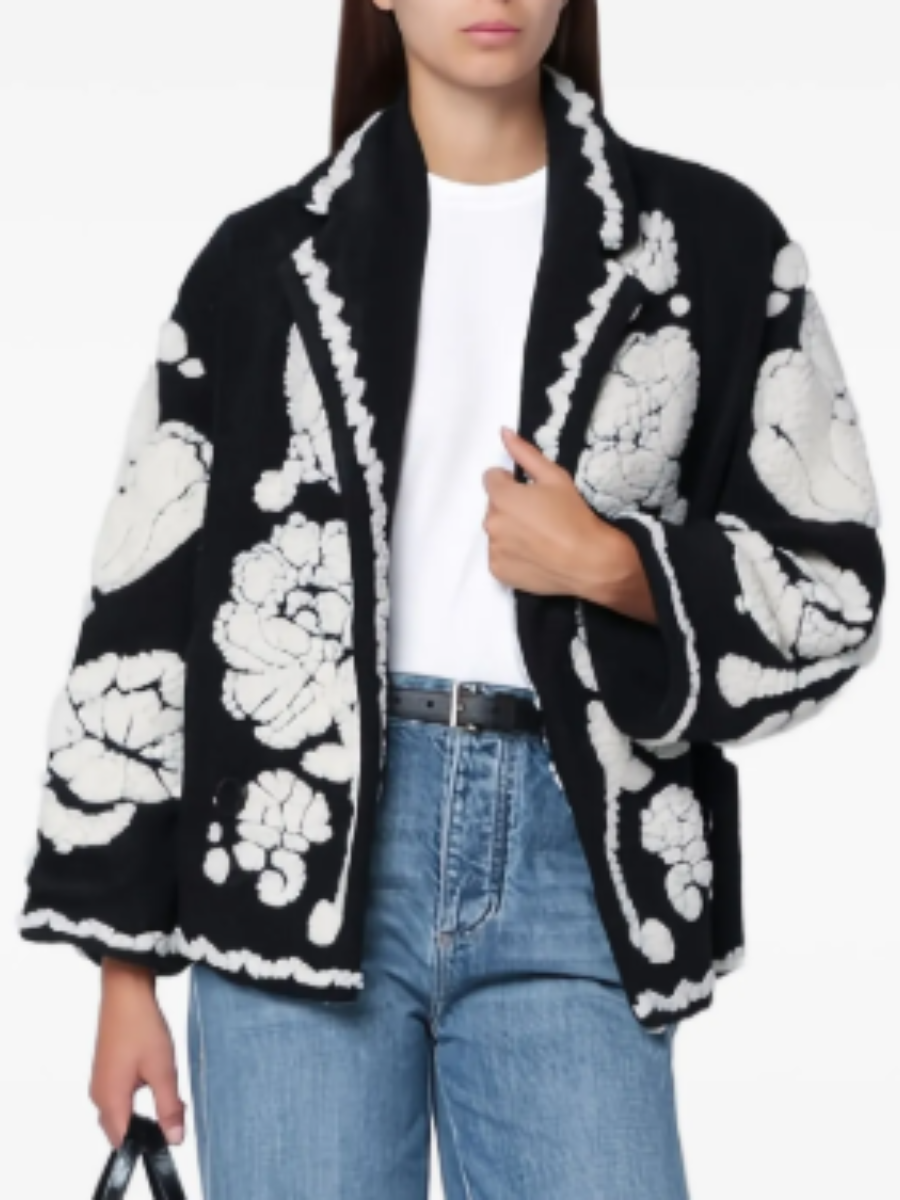 Black And White Color Pattern Coat