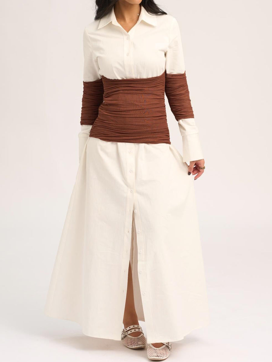 Elegant Patchwork Mesh Maxi Dress