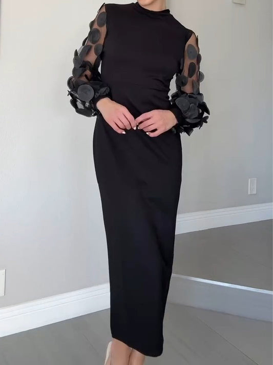 Elegant Stand Collar Hollowed Out Dress