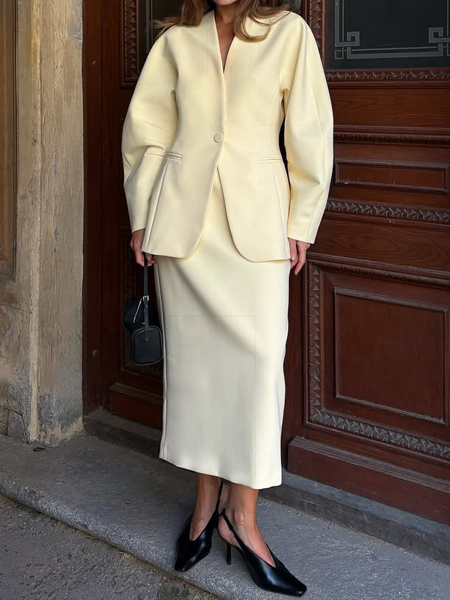 Elegant V-neck High-waist Two Pieces Dress