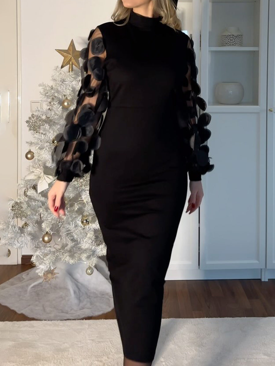 Elegant Stand Collar Hollowed Out Dress