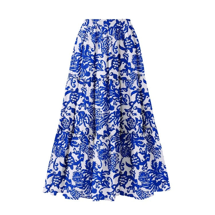 Long Sleeve Zip Front Blue White One Piece Surf Swimsuit and Sarong