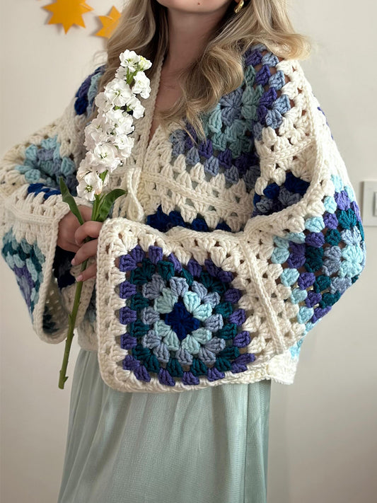 Knitted Long Sleeve Crochet Cardigan