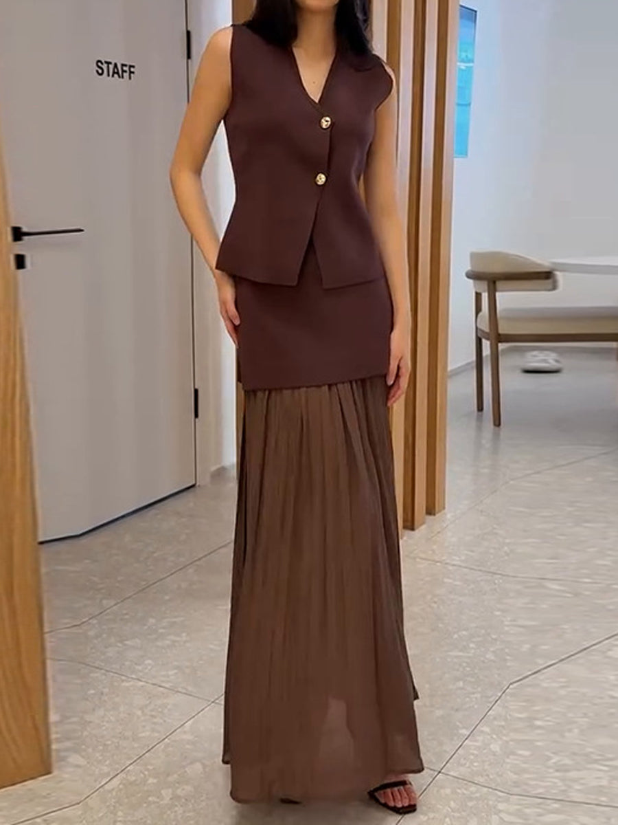 Elegant Mesh Patchwork Two Pieces Dress