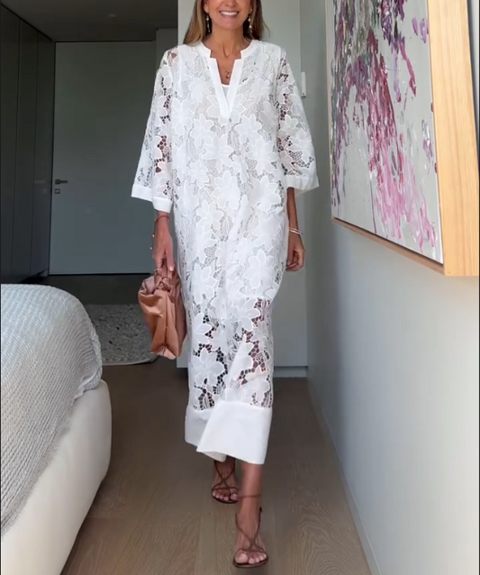 Hollow Out V-neck Dress