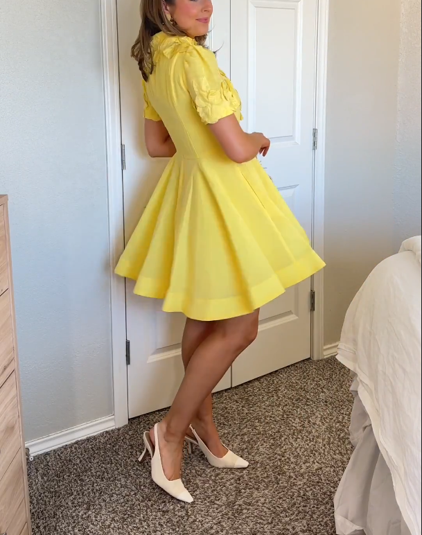 Yellow Petal Embroidered Dress