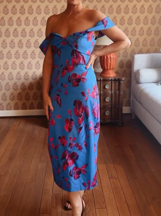 Blue Floral Print Dress