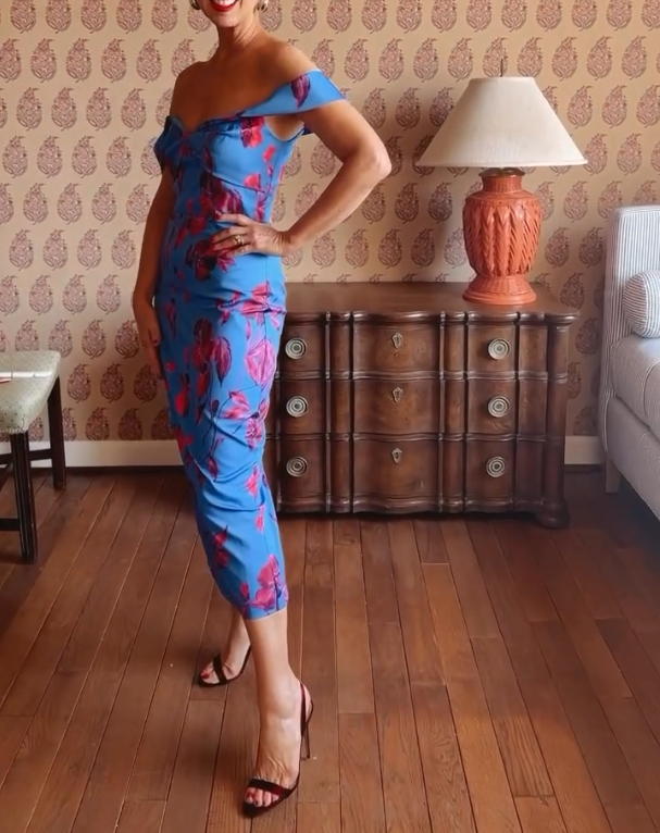 Blue Floral Print Dress