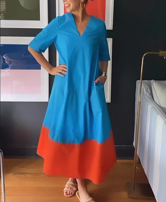 Simple Color Blocked Dress