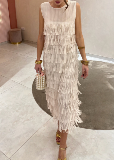 Demure Tassel Midi Dress