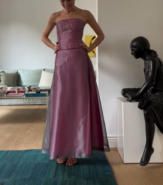 Chiffon Pink Strapless Dress