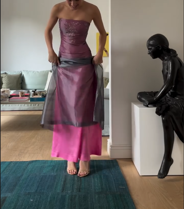 Chiffon Pink Strapless Dress
