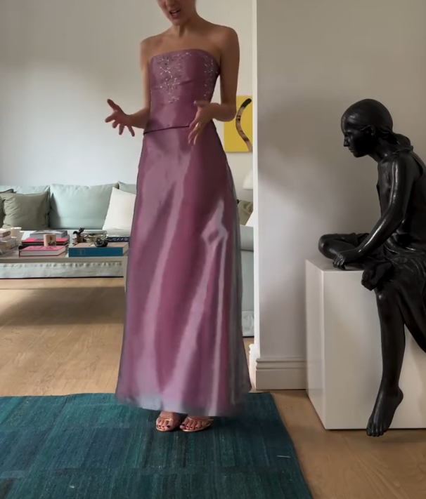 Chiffon Pink Strapless Dress