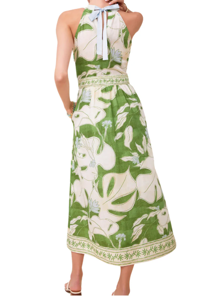 Green Leaf Round Neck Dress
