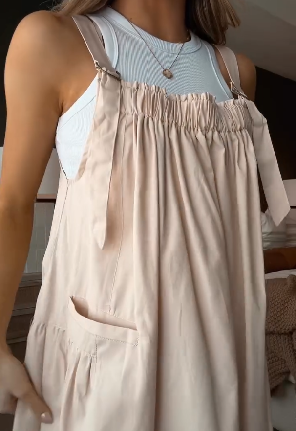 Women's Casual Loose Solid Color Suspender Skirt