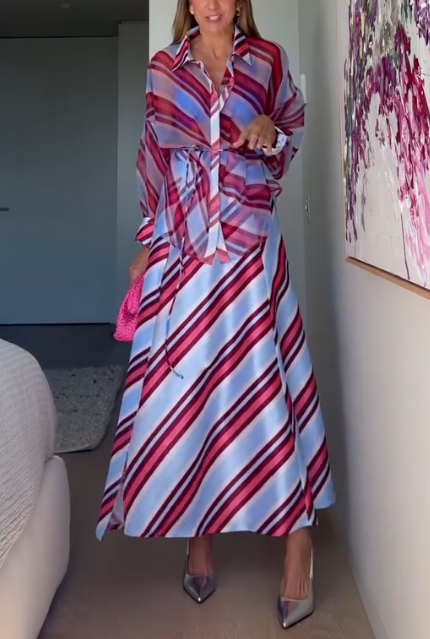 Thin Silk And Satin Line Splicing Dress