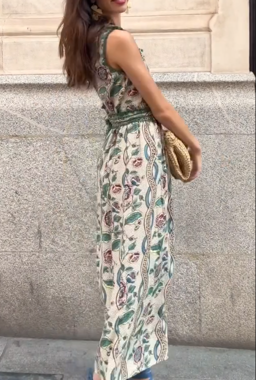 Flower Retro Round Neck Dress