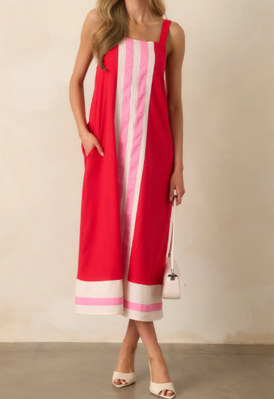 Block Linen Maxi Dress