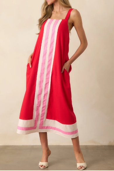Block Linen Maxi Dress