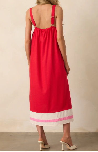 Block Linen Maxi Dress