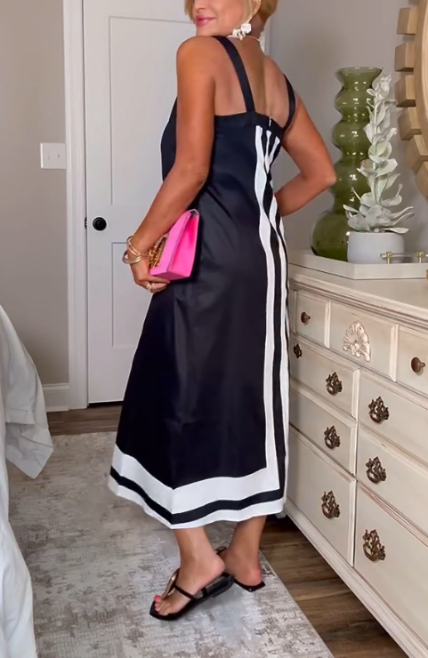 Block Linen Maxi Dress