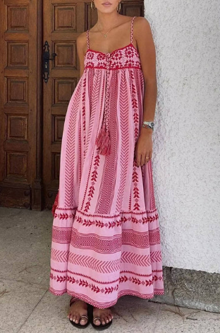 Print Boho Spaghetti Strap Dress