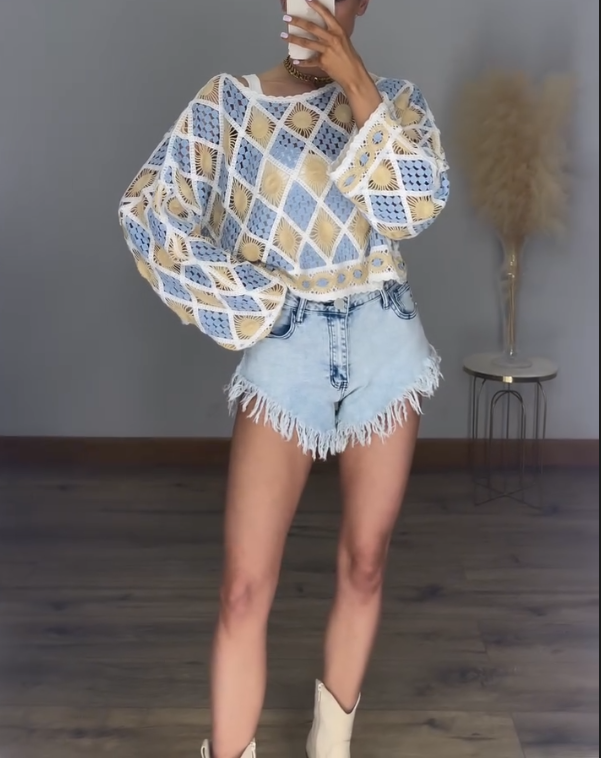 Knitted Low Neck Breathable Casual Top