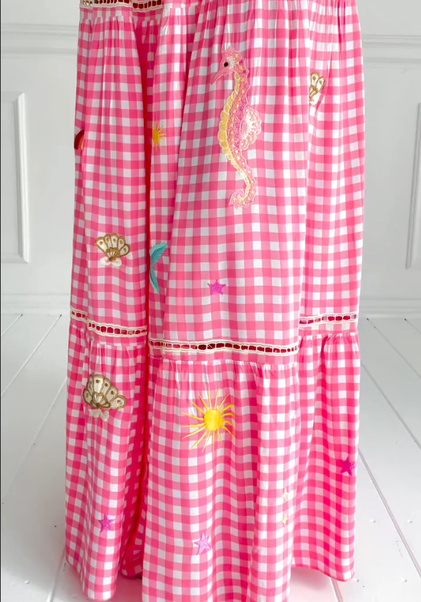 Pink Checkered Party Dress