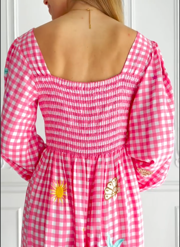 Pink Checkered Party Dress